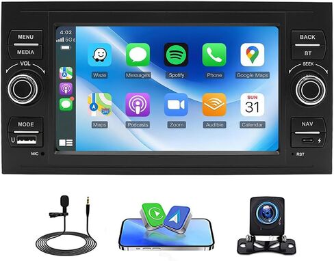Car Stereo Radio Compatible for Ford Transit 2006-2009 with Carplay Android Auto GPS Navigation 7in Touchscreen Car Radio Player with Bluetooth WiFi FM/RDS SWC Mirror Link + Backup Camera in Kuwait