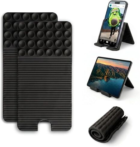 Flexible Silicone Phone Stand with Suction Cups & Charging Port Cutout, Foldable Handheld Camera Grip Holder for All Smartphones, Turquoise 1 Pack in Saudi Arabia