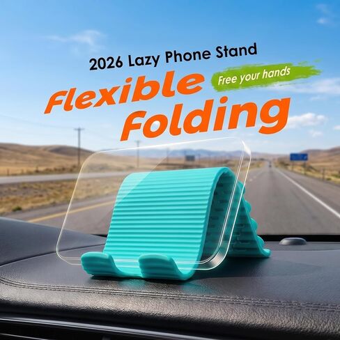Flexible Silicone Phone Stand with Suction Cups & Charging Port Cutout, Foldable Handheld Camera Grip Holder for All Smartphones, Turquoise 1 Pack in Saudi Arabia