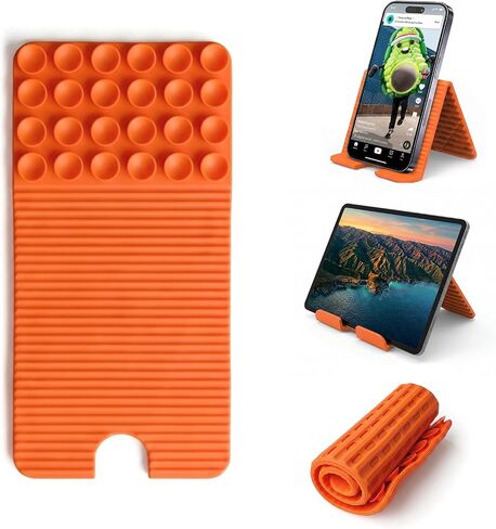 Flexible Silicone Phone Stand with Suction Cups & Charging Port Cutout, Foldable Handheld Camera Grip Holder for All Smartphones, Turquoise 1 Pack in Saudi Arabia