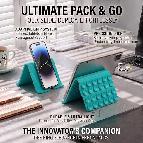 Flexible Silicone Phone Stand with Suction Cups & Charging Port Cutout, Foldable Handheld Camera Grip Holder for All Smartphones, Turquoise 1 Pack in Saudi Arabia