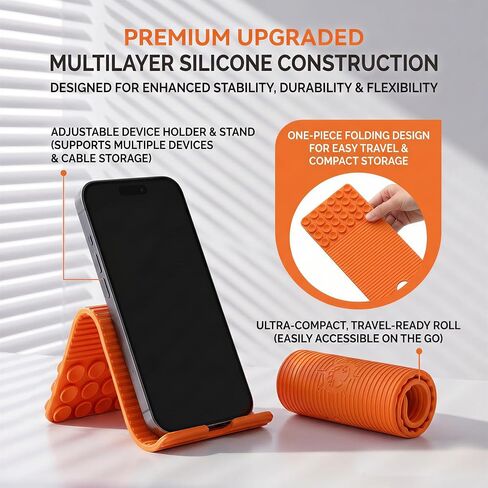Flexible Silicone Phone Stand with Suction Cups & Charging Port Cutout, Foldable Handheld Camera Grip Holder for All Smartphones, Turquoise 1 Pack in Saudi Arabia