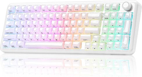 YUNZII X98 96% Wireless Hot Swap Keyboard with Knob(Milky White,Crystal) in Kuwait