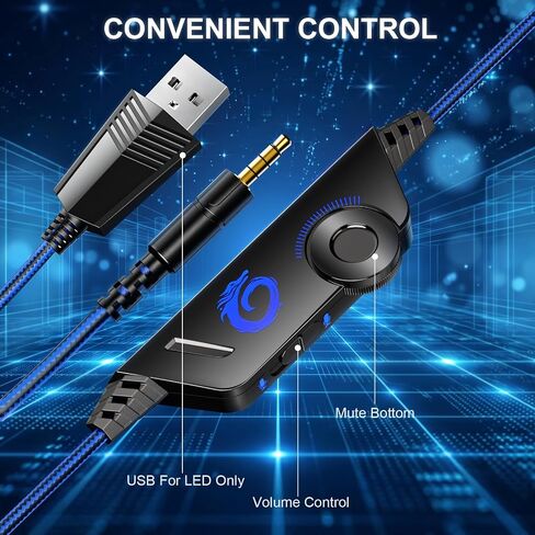 VersionTECH. G2000 Gaming Headset for PS5 PS4 Xbox One Controller,Bass Surround Noise Cancelling Mic, Over Ear Headphones with LED Lights for Mac Laptop Xbox Series X S Nintendo Switch NES PC Games in Kuwait