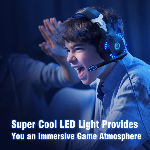 VersionTECH. G2000 Gaming Headset for PS5 PS4 Xbox One Controller,Bass Surround Noise Cancelling Mic, Over Ear Headphones with LED Lights for Mac Laptop Xbox Series X S Nintendo Switch NES PC Games in Kuwait