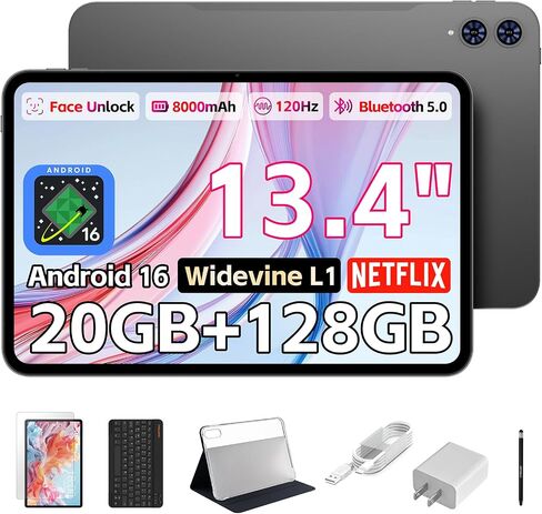 تابلت تيكلاست 13.4 بوصة يعمل بنظام أندرويد مع لوحة مفاتيح، 4G LTE، تابلت بشاشة كبيرة in Kuwait