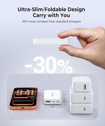 [2‑Pack] Ultra Thin 60W USB-C Wall Charger, Foldable Fast Charging Block in Kuwait
