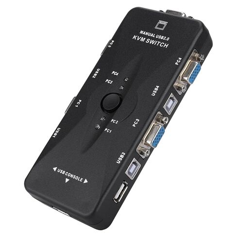 4 Port USB 2.0 KVM VGA Switch Box 4 Computers Share 1 Monitor Keyboard Mouse, 1920x1440 Resolution Plug and Play KVM Switcher with LED Indicator in Saudi Arabia