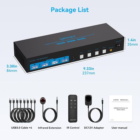 HDMI Displayport KVM Switch 2 Monitors 4 Computers 4K@60Hz USB 3.0 in Kuwait