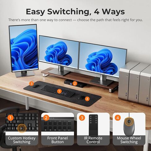 TESmart 4K@60Hz HDMI KVM Switch 3 Monitors 4 Computers in Kuwait