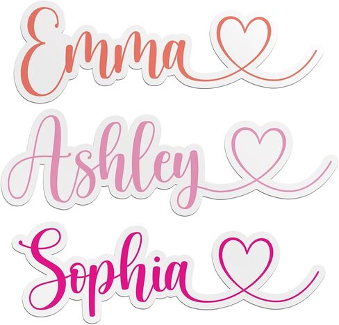 (New Update) Personalized Name Sticker with Heart, Custom Name Decal, UV DTF Transparent Sticker & Magnet, Cute Aesthetic Waterproof Vinyl for Girls Kids Teens, Water Bottle, Tumbler, Laptop, Phone in Saudi Arabia
