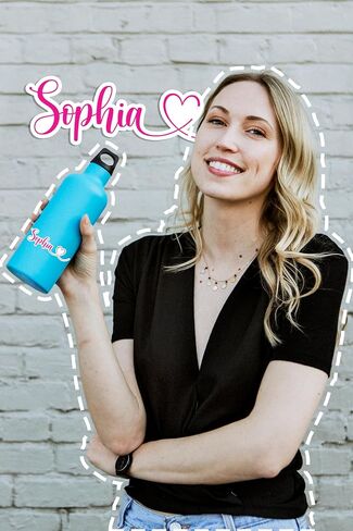 (New Update) Personalized Name Sticker with Heart, Custom Name Decal, UV DTF Transparent Sticker & Magnet, Cute Aesthetic Waterproof Vinyl for Girls Kids Teens, Water Bottle, Tumbler, Laptop, Phone in Saudi Arabia