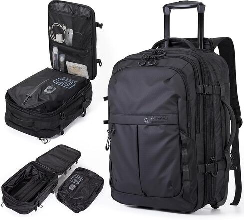 Rolling Vacuum Backpack, 55L Expandable Carry-On Luggage Men in Kuwait