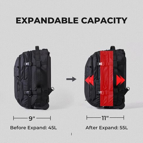 Rolling Vacuum Backpack, 55L Expandable Carry-On Luggage Men in Kuwait