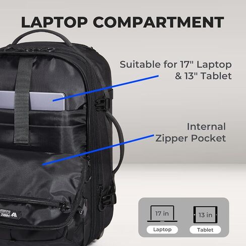 Rolling Vacuum Backpack, 55L Expandable Carry-On Luggage Men in Kuwait