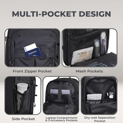 Rolling Vacuum Backpack, 55L Expandable Carry-On Luggage Men in Kuwait