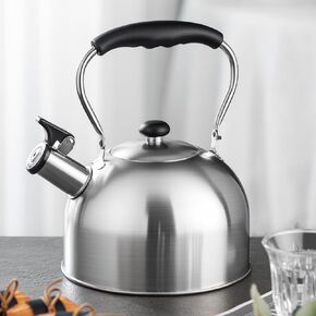 Whistling Tea Kettle – 2.64 Quart Stovetop Teapot, Stainless Steel Water Kettle for Camping & Kitchen, Foldable Handle – Perfect for Coffee & Tea in Kuwait