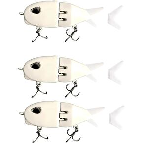 3 Pack White Mini Glide Baits, Multi-Jointed Swimbait Lures with 3D Eyes & Soft Tails, Slow-Sinking Hard Baits for Freshwater/Saltwater Bass Pike Trout Fishing, Fishing Gear Gift for Men Anglers in Saudi Arabia