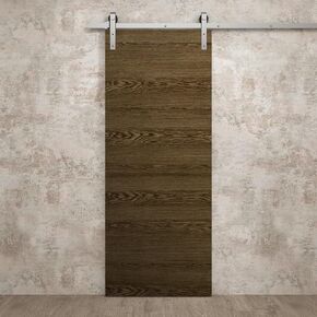 SARTODOORS Interior Modern Barn Door | Ego 5000 Cognac Oak | 6.6FT Rail Track Heavy Hardware Set | Solid Panel Interior Doors in Saudi Arabia