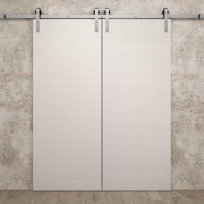 SARTODOORS Interior Modern Double Barn Door | Ego 5000 Cognac Oak | 13FT Rail Track Set | Solid Panel Interior Doors in Saudi Arabia