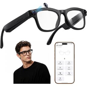 AI Smart Glasses with 8MP Camera, 4K HD Anti-Shake Video & Photo Capture, Real Time Translation, AI Voice Assistant, Open-Ear Bluetooth Audio, AI Recording Glasses for Travel/Vlog/Work in Saudi Arabia