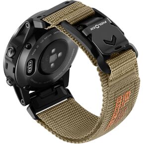 Bandletic متوافق مع أحزمة ساعة Garmin Instinct 2S، حزام من النايلون الناعم المتين مقاس 20 مم مع إبزيم مغناطيسي على شكل حرف V لـ Fenix ​​8 43mm/7S Pro/6S/5S Plus/Epix 2 Pro 42 مم، L-Khaki in Kuwait