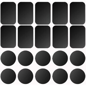 Adhesive Thin Metal Plates(Compatible with Magnetic Mounts),20PCS Metal Plates for Phone Case(10 Rectangle and 10 Round) S-07N(Black) in Kuwait