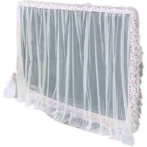 monitor cover cute Lace Fabric Door Curtain TV Circle Can Be Flipped Dust Cover Monitor Screen Home Decorations With Elastic(Pink,27-32inches) in Saudi Arabia