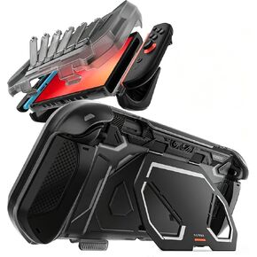 Mumba Fortress Case for Nintendo Switch 2 with Front Cover & Metal Stand, 6 Game Card Slots, Detachable for Dock, One-Piece Secure Joy-Con, Military-Grade 360° Protection (Black) in Kuwait