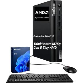 Lenovo ThinkCentre M75q Tiny Business Desktop, AMD 4-Core Ryzen 3 8300GE, Customized 16GB-32GB RAM, 256GB-1TB SSD, Support 2-Monitor 4K, HDMI, DP, Wi-Fi 6, Wired KB & Mouse, Windows 11 Pro in Kuwait