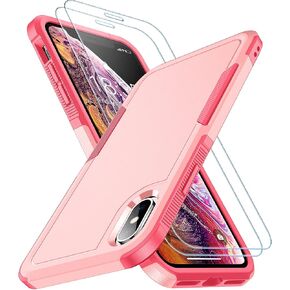 SPIDERCASE for iPhone Xs Max Case, [10 FT Military Grade Drop Protection] [Non-Slip] [2 pcs Tempered Glass Screen Protector] Shockproof Airbag Cushion Protective Case for iPhone Xs Max 6.5" (Black) in Saudi Arabia