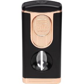 Palió PRO Trevi Triple Torch Lighter with Built-in V-Cutter – Wind Resistant Triple Jet Flame, Metal Body, Cuts up to 64 Ring Gauge Cigars – Premium Cigar Lighter (Black & Rose) in Saudi Arabia