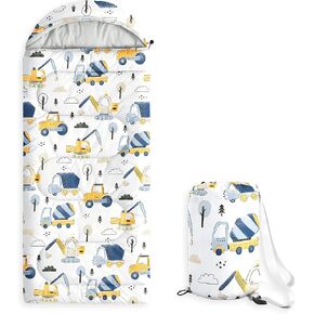 Wake In Cloud - Kids Sleeping Bag for Boys Toddlers, Camping in Warm Cold Weather, Backpacking Lightweight Compact Outdoor Liner for 3 Seasons, Excavator Tractor Truck Car in Saudi Arabia