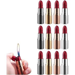 NIVEK 12 Pack Lipstick Shaped Lighters – Multipack Refillable Butane, Realistic Vintage Glam Design, Fun Novelty Gift for Women, Party Favors, Bachelorette Parties, Rose Gold, Silver, Gray, Gold (12) in Kuwait