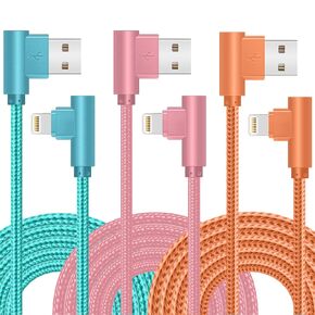 90 Degree iPhone Charger,MFi Certified USB Lightning Cable (3 Pack 10FT) in Kuwait