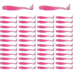 50PCS 5cm Soft Plastic Fishing Lures, PVC Paddle Tail Swimbaits for Bass Trout Walleye Crappie, T-Tail Grub Worm Baits Tackle Accessory in Kuwait