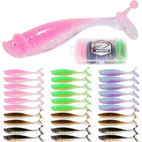 30pcs Soft Plastic Swimbaits with Paddle Tail, T-Tail Fishing Lures for Vertical Jigging and Casting, Freshwater Swimbaits for Bass, Trout, Walleye & Crappie in Kuwait