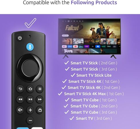 Replacement Firestick Remote Control Compatible with Fire-Smart TVs Stick 4K(1st/2nd Gen)& Cube, TV Stick Lite/HD, 3rd Gen Smart TV, Stick 4K Max 2nd Gen with Voice in Kuwait
