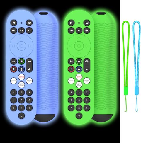[2-Pack] Silicone Cover for Xumo PR3 Voice Remote, Shockproof Protective Skin Case Compatible with 2025 Xumo Steam Box Remote PR3 (7.48inch, 19cm), Anti Slip Remote Cover with Lanyard (Green+Blue) in Kuwait
