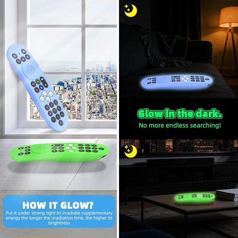 [2-Pack] Silicone Cover for Xumo PR3 Voice Remote, Shockproof Protective Skin Case Compatible with 2025 Xumo Steam Box Remote PR3 (7.48inch, 19cm), Anti Slip Remote Cover with Lanyard (Green+Blue) in Kuwait