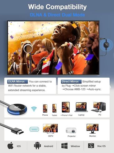 AIMIBO 4K Wireless Display Adapter, HDMI Screen Mirroring Dongle for TV in Kuwait