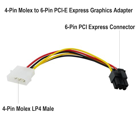 NEORTX Molex 4-Pin إلى 6-Pin PCI Express كابل إمداد الطاقة، 4 Pin Male Molex إلى 6 Pin PCIe Male Graphics Card GPU Video Card Connector Connector in Kuwait