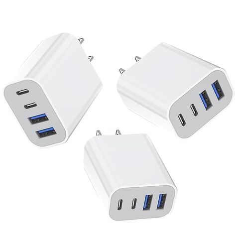 35W Apple iPhone 17 16 Pro Adapter,3Pack 4-Port Quick Charger Block USB C MultiPort PD Plug Adapter+QC Double Type C Adapter Fast Charging for iPhone 17 Air/17 Pro Max/16e/15/15 Pro/14/13/12/11/X/iPad in Kuwait