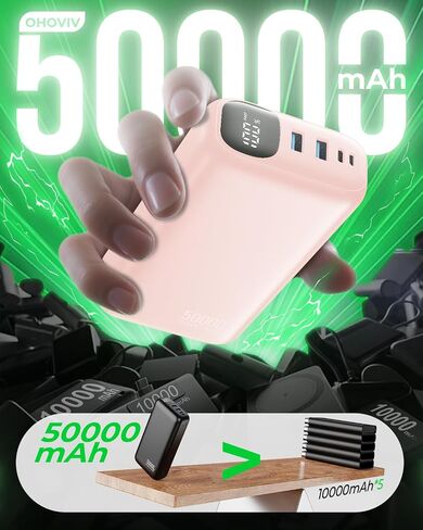 OHOVIV Portable Charger Power Bank 50000mAh,PD 22.5W Battery Pack in Kuwait