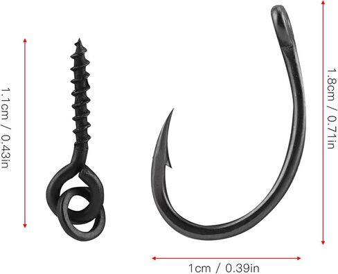 30Pcs Carp Fishing, Carp Hooks, Carp Fishing Rig Hook Bait Stoppers Bait Screws Terminal Tackle in Saudi Arabia