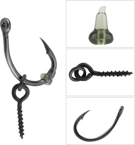 30Pcs Carp Fishing, Carp Hooks, Carp Fishing Rig Hook Bait Stoppers Bait Screws Terminal Tackle in Saudi Arabia