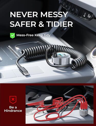 LISEN 65W for iPhone 17 Pro Max Car Charger USB C Fast Charging,Super Fast iPhone 16/17 Pro Car Charger Type C Adapter Fit iPhone 17 Air ProMax Plus/16/15, Samsung Galaxy S25/24,Sliver, 36 inch in Kuwait