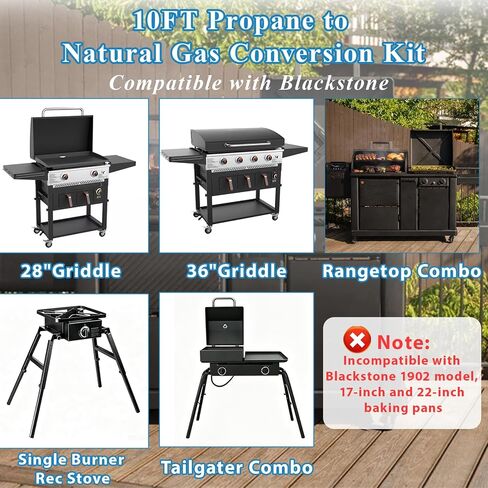 10FT Natural Gas Conversion Kit For Blackstone Grill 28" 36" Griddle in Kuwait