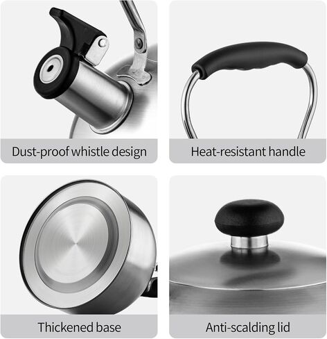 Whistling Tea Kettle – 2.64 Quart Stovetop Teapot, Stainless Steel Water Kettle for Camping & Kitchen, Foldable Handle – Perfect for Coffee & Tea in Kuwait