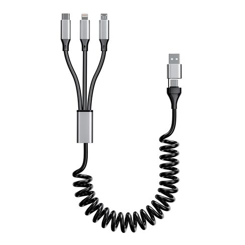 Coiled Multi Charging Cable 4FT [MFi Certified] 5 in 1 Coiled Charging Cable for Car Coiled Universal Charging Cable USB A/USB C to Lightning(Data, Carplay, 2.4A), Type-C(Charge), Micro USB(Charge) in Saudi Arabia